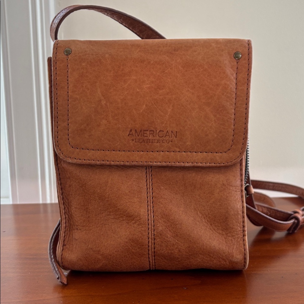 American Leather Co. Kansas Smooth Brandy Genuine Leather Crossbody Bag